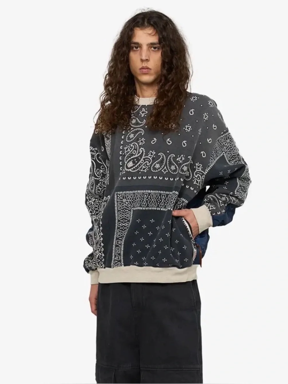 Kapital Waltzing Matilda Bandana Bivouac Quilted Crewneck Sweatshirt Size 3 - Picture 3 of 13